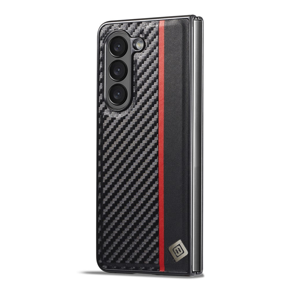 LC.IMEEK For Samsung Galaxy Z Fold5 5G Anti-Scratch Cover PU Leather+PC Carbon Fiber Texture Folding Phone Case
