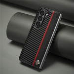 LC.IMEEK For Samsung Galaxy Z Fold5 5G Anti-Scratch Cover PU Leather+PC Carbon Fiber Texture Folding Phone Case