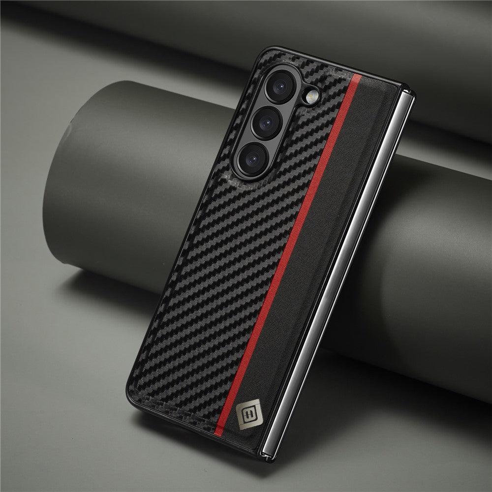 LC.IMEEK For Samsung Galaxy Z Fold5 5G Anti-Scratch Cover PU Leather+PC Carbon Fiber Texture Folding Phone Case