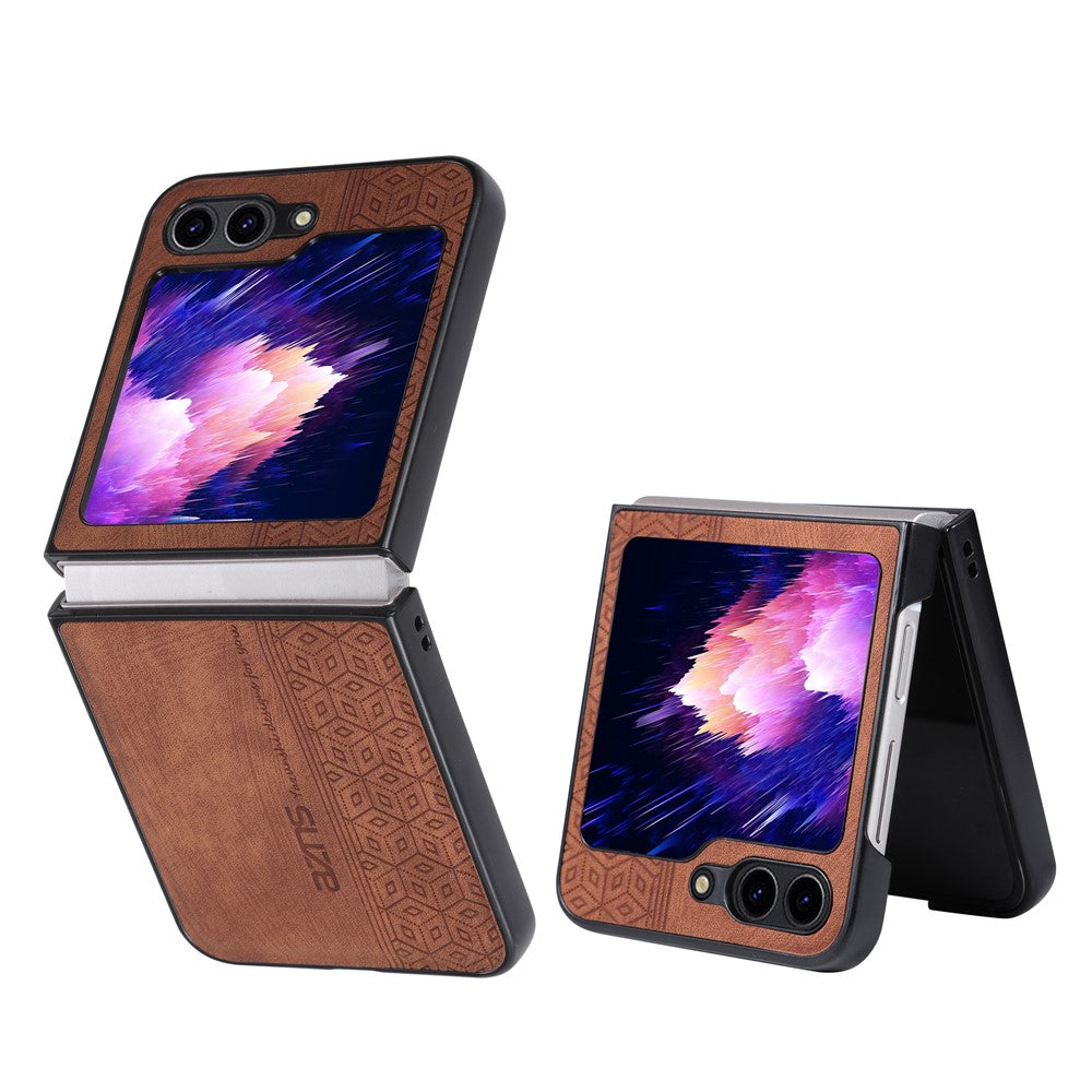 AZNS Til Samsung Galaxy Z Flip5 5G Telefoncover med Præget Mønster PU Læder + Hård PC Tyndt Cover
