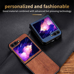 AZNS Til Samsung Galaxy Z Flip5 5G Telefoncover med Præget Mønster PU Læder + Hård PC Tyndt Cover