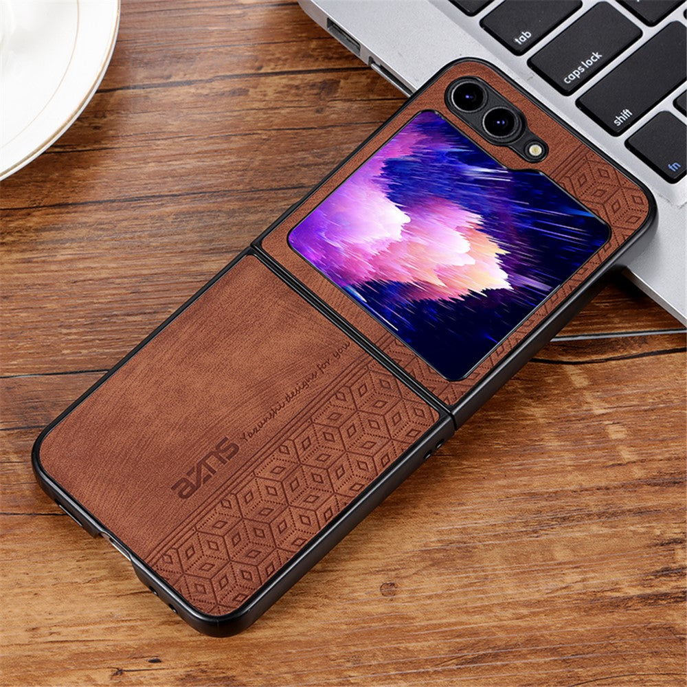 AZNS Til Samsung Galaxy Z Flip5 5G Telefoncover med Præget Mønster PU Læder + Hård PC Tyndt Cover