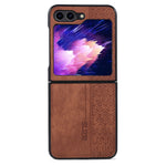 AZNS Til Samsung Galaxy Z Flip5 5G Telefoncover med Præget Mønster PU Læder + Hård PC Tyndt Cover