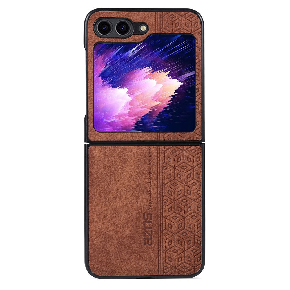 AZNS Til Samsung Galaxy Z Flip5 5G Telefoncover med Præget Mønster PU Læder + Hård PC Tyndt Cover