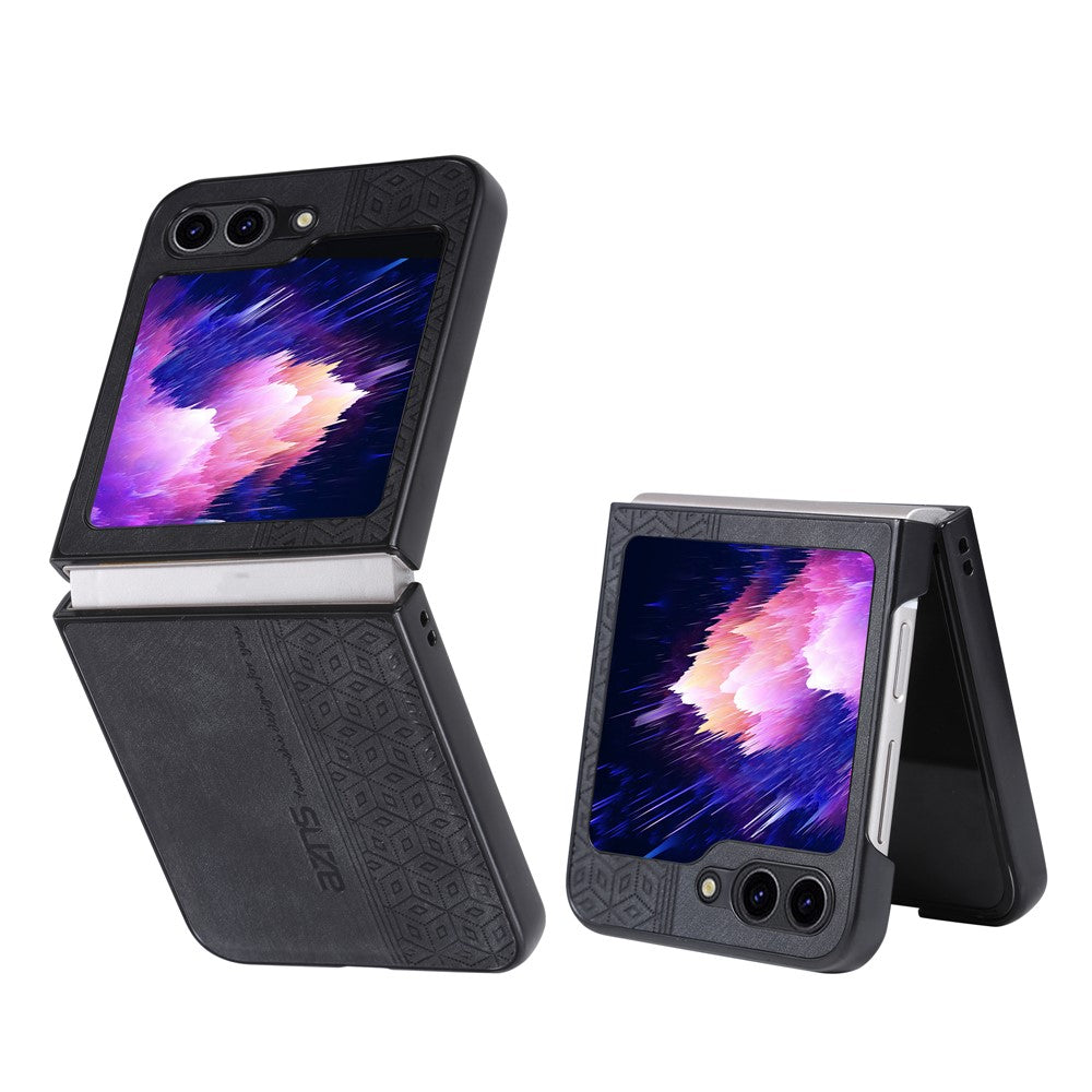 AZNS Til Samsung Galaxy Z Flip5 5G Telefoncover med Præget Mønster PU Læder + Hård PC Tyndt Cover