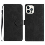 For iPhone 14 Pro Max Flowers Pattern Phone Case PU Leather Flip Stand Wallet Cover