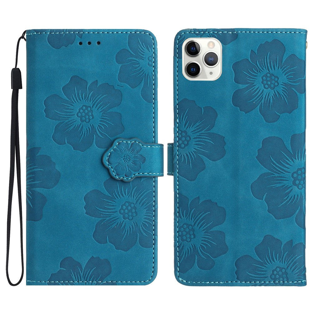 Til iPhone 11 Pro Blomsterprint Flip Stand Telefonetui PU Læder Pung Stødsikkert Cover
