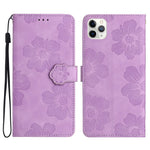 For iPhone 11 Pro Flowers Imprint Flip Stand Phone Case PU Leather Wallet Shockproof Cover
