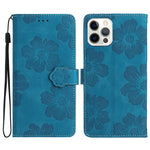 For iPhone 12 Pro 6.1 inch Flowers Imprinted PU Leather Phone Case Folding Stand Wallet Cover