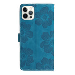 For iPhone 12 Pro 6.1 inch Flowers Imprinted PU Leather Phone Case Folding Stand Wallet Cover