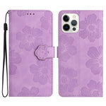 For iPhone 12 Pro 6.1 inch Flowers Imprinted PU Leather Phone Case Folding Stand Wallet Cover