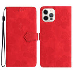For iPhone 12 Pro 6.1 inch Flowers Imprinted PU Leather Phone Case Folding Stand Wallet Cover