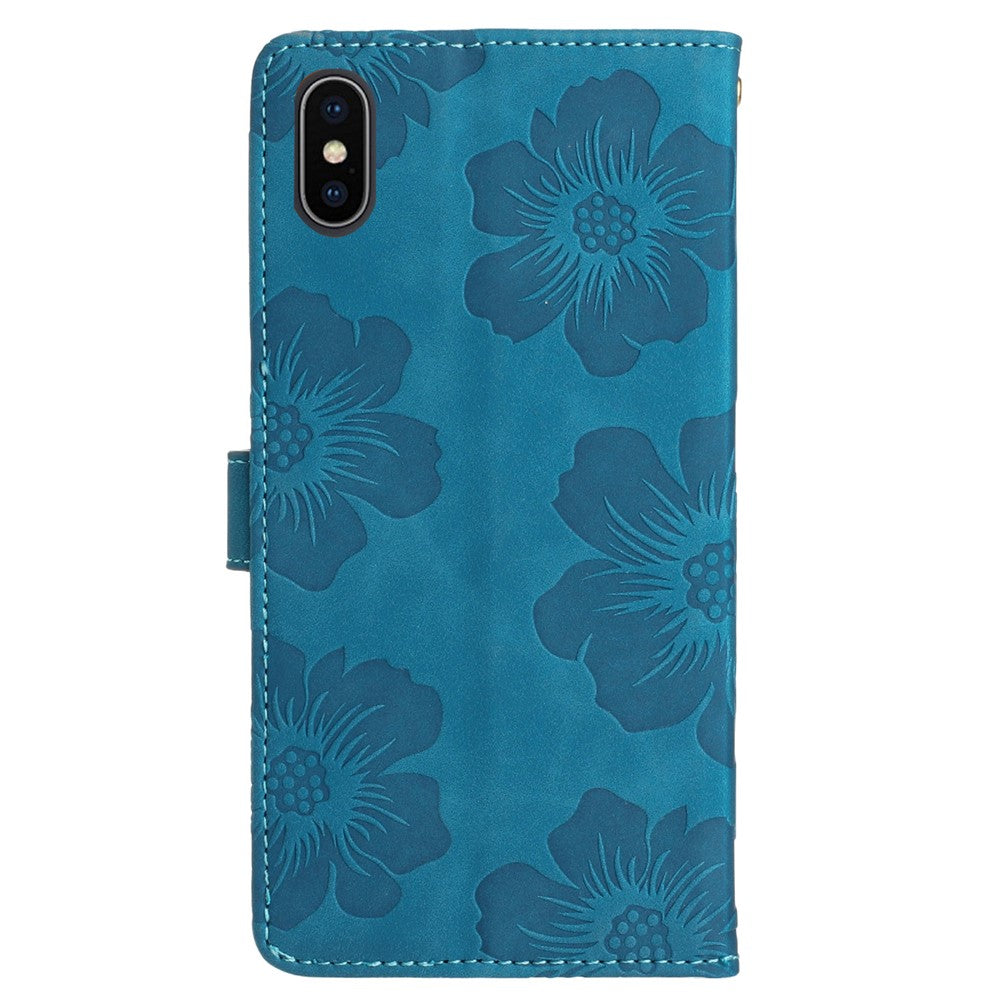 For iPhone XS Max 6.5 inch Flowers Imprint Drop-proof Shell PU Leather Wallet Flip Stand Cover