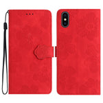 For iPhone XS Max 6.5 inch Flowers Imprint Drop-proof Shell PU Leather Wallet Flip Stand Cover