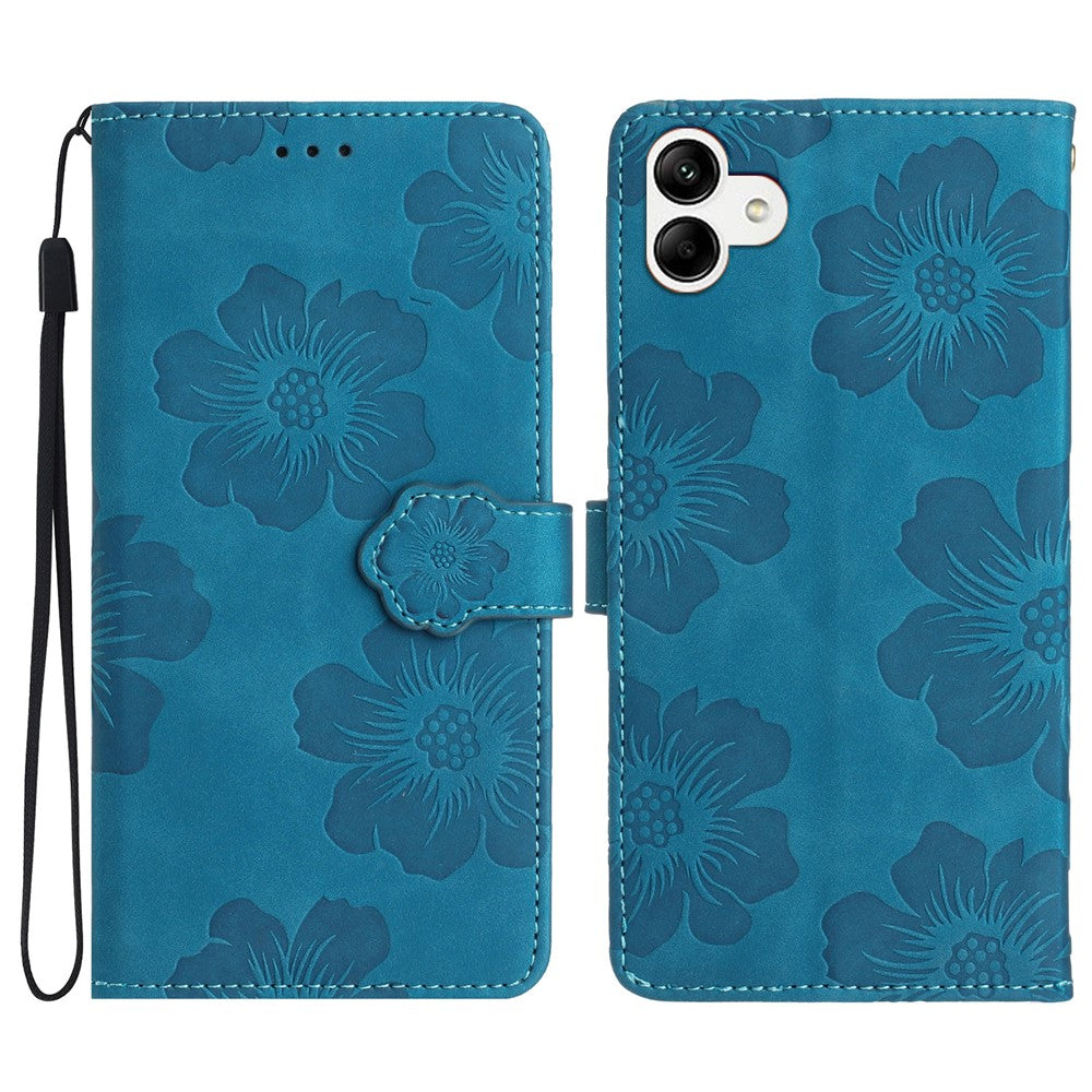 Til Samsung Galaxy A04e 4G / F04 4G / M04 4G Blomsterpræg Telefoncover Læderpung Folde Stander Cover