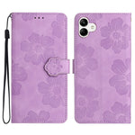 Til Samsung Galaxy A04e 4G / F04 4G / M04 4G Blomsterpræg Telefoncover Læderpung Folde Stander Cover