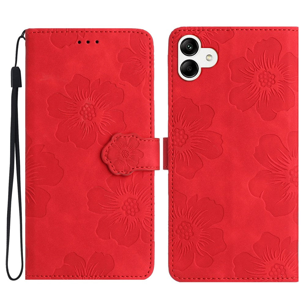 Til Samsung Galaxy A04e 4G / F04 4G / M04 4G Blomsterpræg Telefoncover Læderpung Folde Stander Cover
