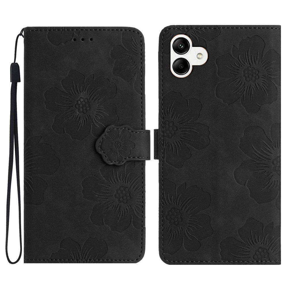 Til Samsung Galaxy A04e 4G / F04 4G / M04 4G Blomsterpræg Telefoncover Læderpung Folde Stander Cover
