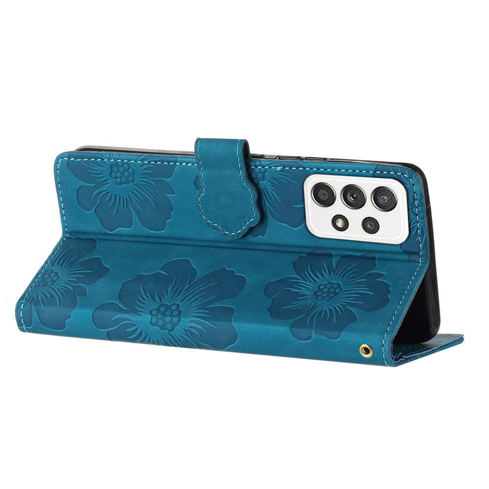 Til Samsung Galaxy A33 5G Pung-cover PU Læder Flip Stand Telefonetui Præget Blomstermønster Telefoncover