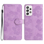 For Samsung Galaxy A73 5G Flip Stand Phone Case Flowers Imprint Leather Wallet Shockproof Cover