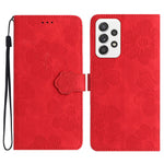 For Samsung Galaxy A73 5G Flip Stand Phone Case Flowers Imprint Leather Wallet Shockproof Cover