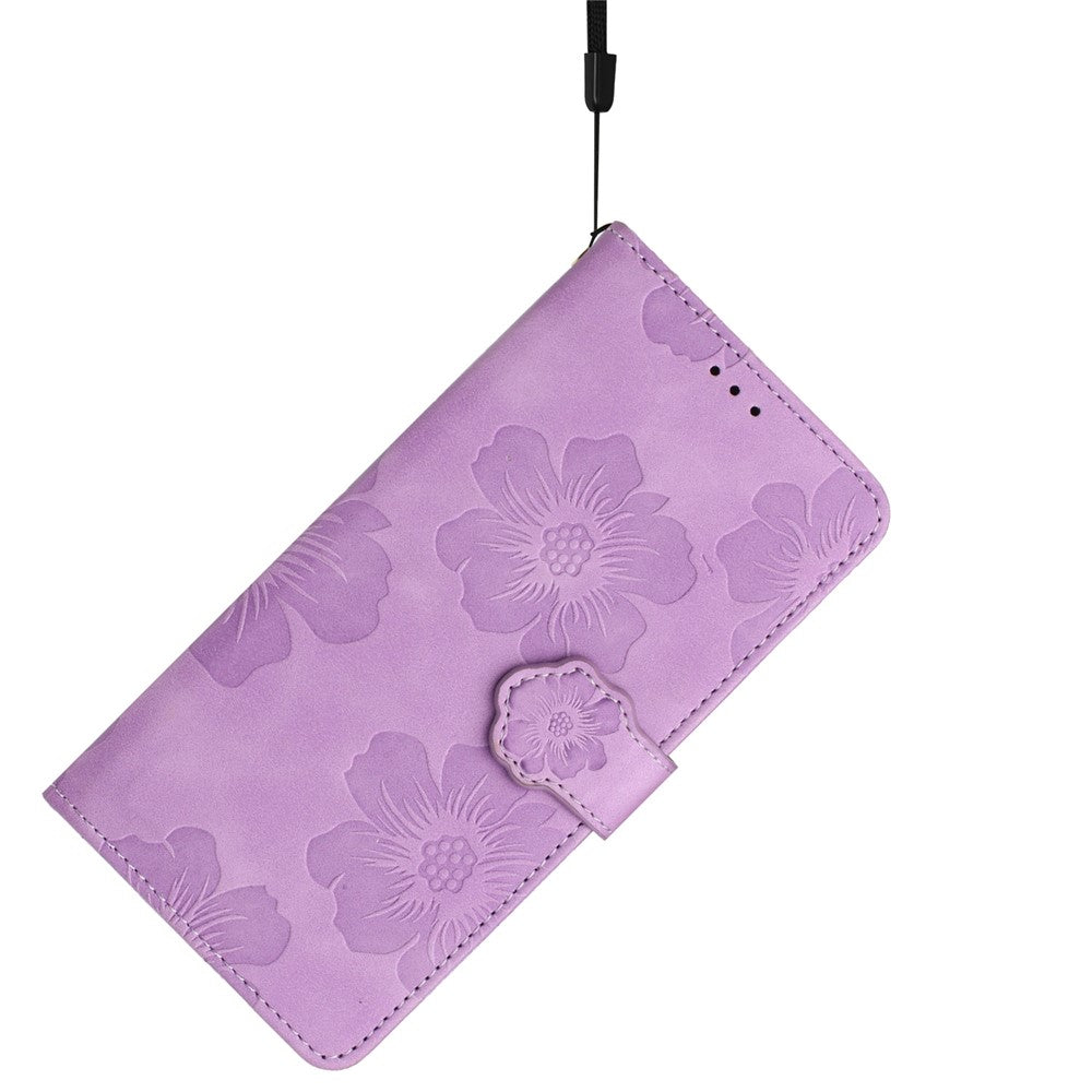 For Samsung Galaxy A53 5G Phone Cover PU Leather Imprinted Flowers Stand Wallet Full Protection Case