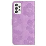 For Samsung Galaxy A53 5G Phone Cover PU Leather Imprinted Flowers Stand Wallet Full Protection Case