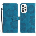For Samsung Galaxy A32 4G (EU Version) Slim Leather Phone Case Shell Flowers Imprint Stand Wallet Cover