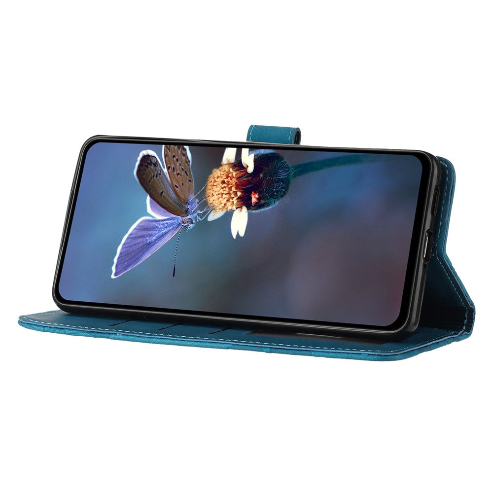 For Samsung Galaxy A22 4G (EU Version) Flowers Imprinted Wallet Cover PU Leather Folding Stand Phone Case