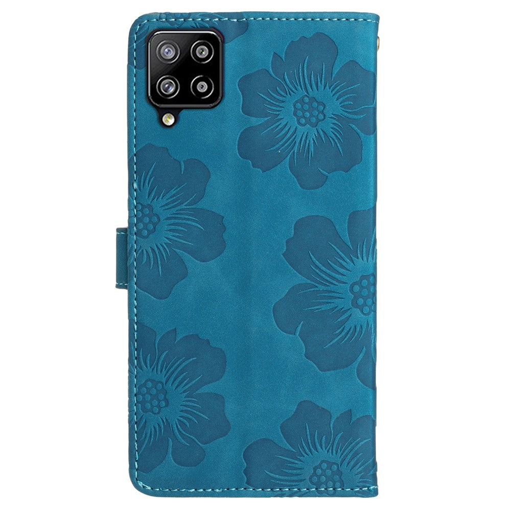 For Samsung Galaxy A22 4G (EU Version) Flowers Imprinted Wallet Cover PU Leather Folding Stand Phone Case