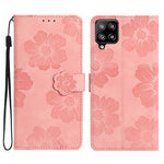 For Samsung Galaxy A22 4G (EU Version) Flowers Imprinted Wallet Cover PU Leather Folding Stand Phone Case