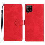 For Samsung Galaxy A22 4G (EU Version) Flowers Imprinted Wallet Cover PU Leather Folding Stand Phone Case