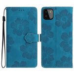 For Samsung Galaxy A22 5G (EU Version) PU Leather Full Protection Shell Flowers Imprint Stand Wallet Phone Case
