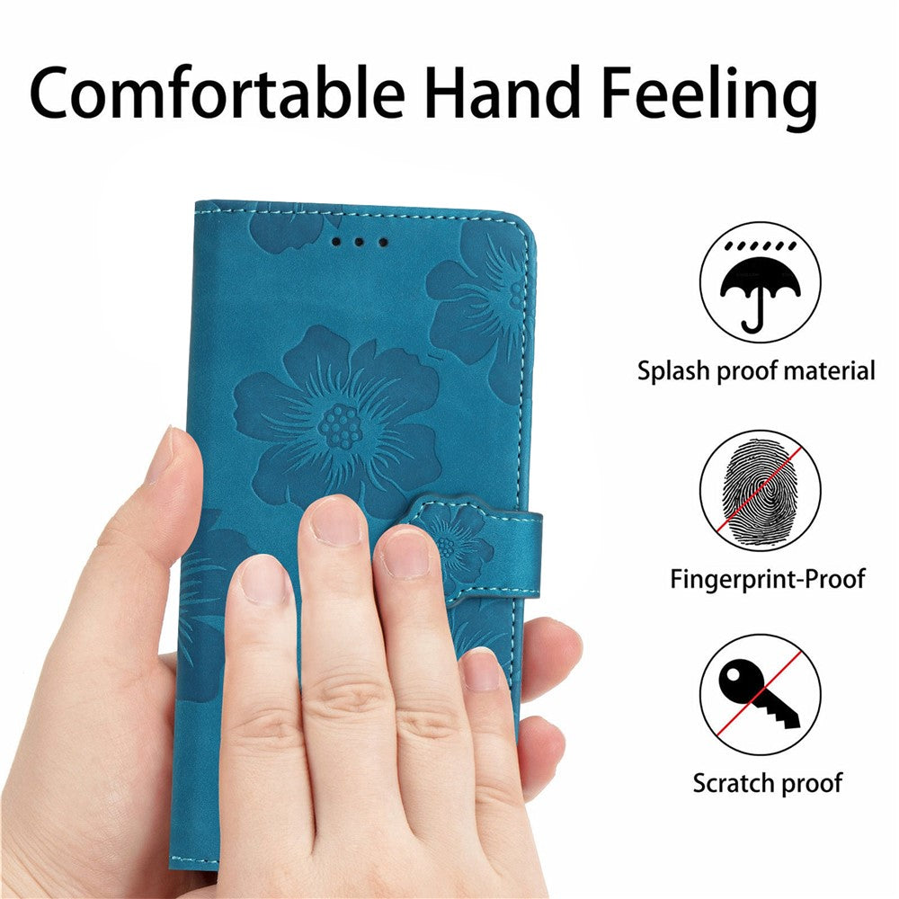 For Samsung Galaxy A22 5G (EU Version) PU Leather Full Protection Shell Flowers Imprint Stand Wallet Phone Case