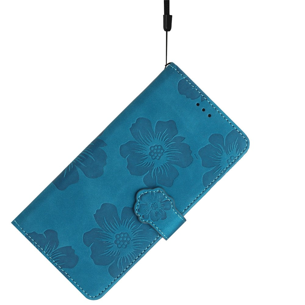 For Samsung Galaxy A22 5G (EU Version) PU Leather Full Protection Shell Flowers Imprint Stand Wallet Phone Case