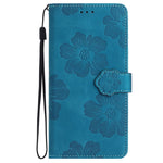 For Samsung Galaxy A22 5G (EU Version) PU Leather Full Protection Shell Flowers Imprint Stand Wallet Phone Case