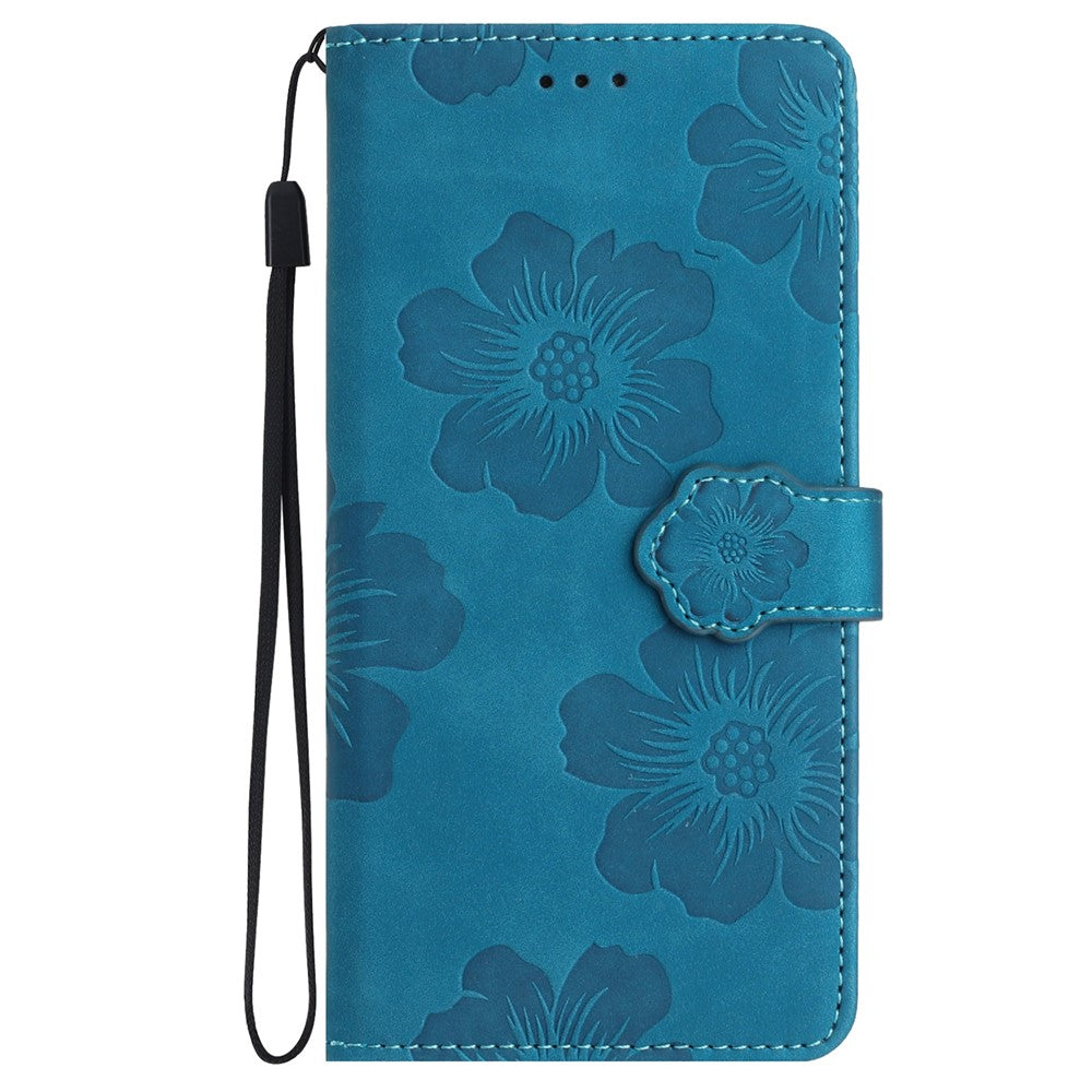 For Samsung Galaxy A22 5G (EU Version) PU Leather Full Protection Shell Flowers Imprint Stand Wallet Phone Case