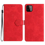 For Samsung Galaxy A22 5G (EU Version) PU Leather Full Protection Shell Flowers Imprint Stand Wallet Phone Case
