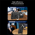 For Samsung Galaxy A23 4G / A23 5G (Global Version) Slide Camera Lid Drop-proof Case Rotating Kickstand PC+TPU Phone Cover