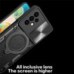 For Samsung Galaxy A23 4G / A23 5G (Global Version) Slide Camera Lid Drop-proof Case Rotating Kickstand PC+TPU Phone Cover