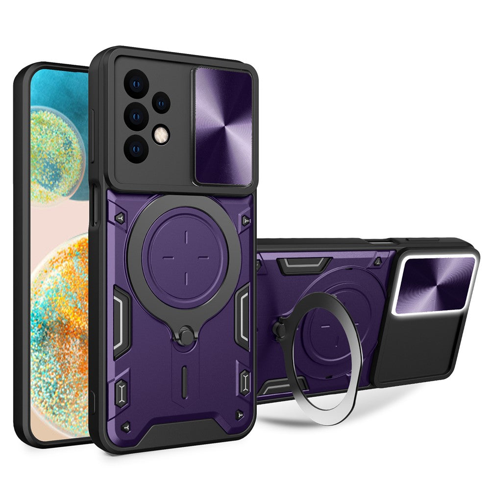 Samsung Galaxy A23 4G / A23 5G (Global Version) Skjutbart Kameralock Fallsäkert Skal Roterande Stöd PC+TPU mobilskal