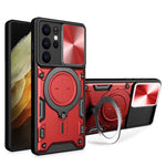 For Samsung Galaxy S21 Ultra 5G Rotatable Kickstand PC+TPU Phone Case Slide Camera Lid Shockproof Cover