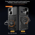 For Xiaomi 13 Pro 5G Phone Case Rotatable Kickstand PC+TPU Cover with Slide Camera Lid