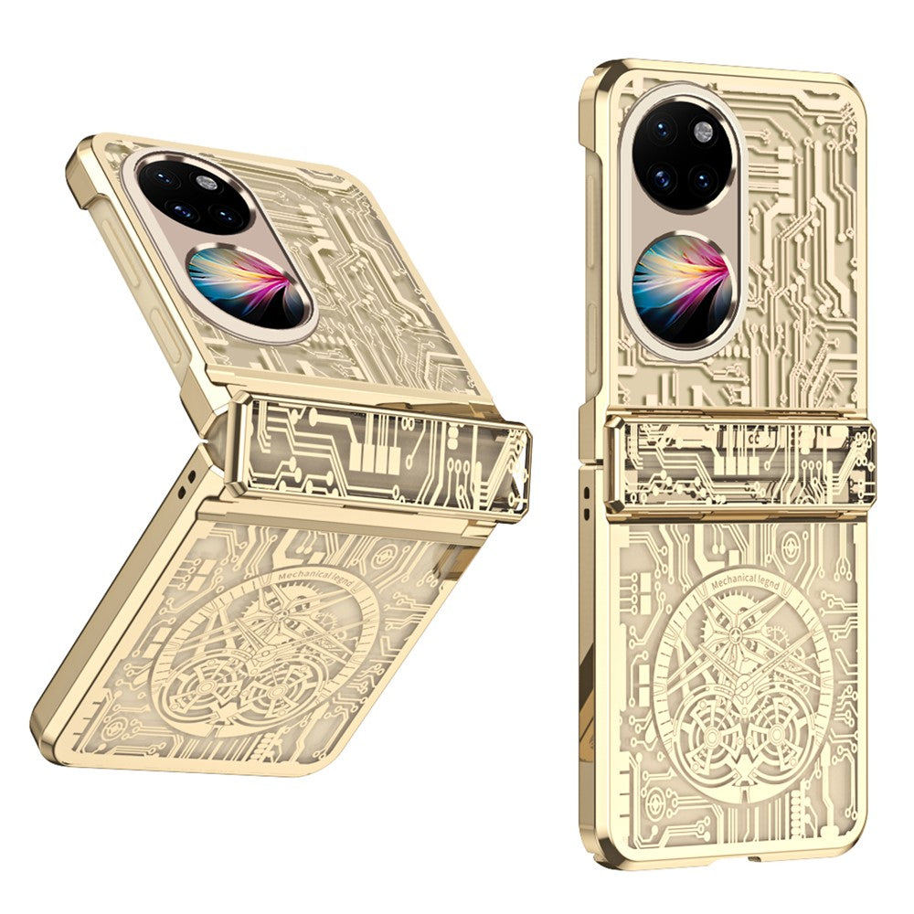 Mechanical Legend-serien för Huawei P50 Pocket Hårt PC-bakstycke Hinde Protection Galvaniserat mobilskal