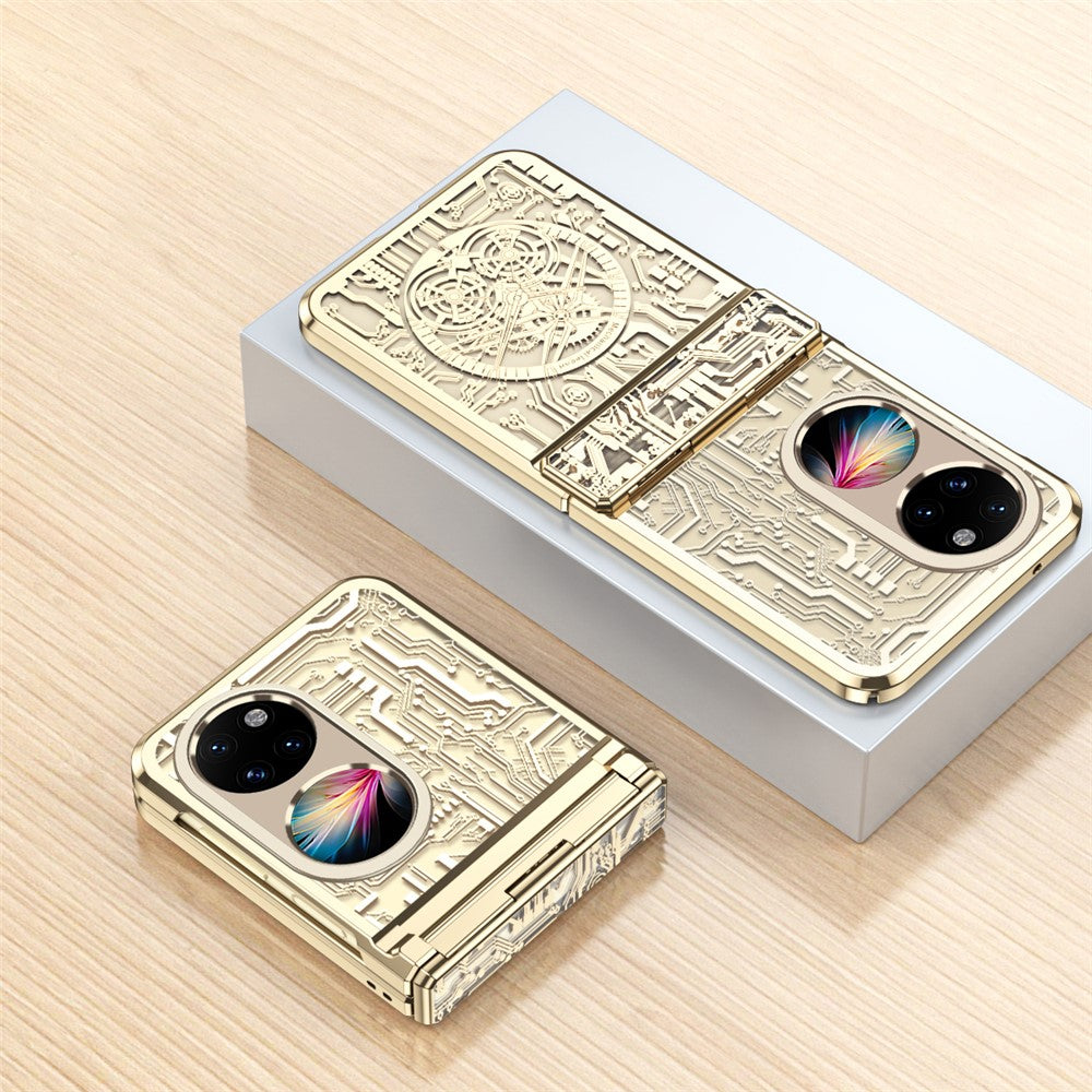 Mechanical Legend-serien för Huawei P50 Pocket Hårt PC-bakstycke Hinde Protection Galvaniserat mobilskal