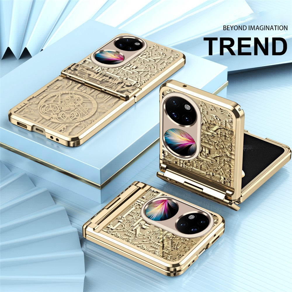 Mechanical Legend Series for Huawei P50 Pocket Hard PC Back Cover Hinde Protection Electroplating Phone Case