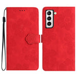 Samsung Galaxy S22+ 5G Läderfodral med Blommönster, Stativ, Plånboksskydd