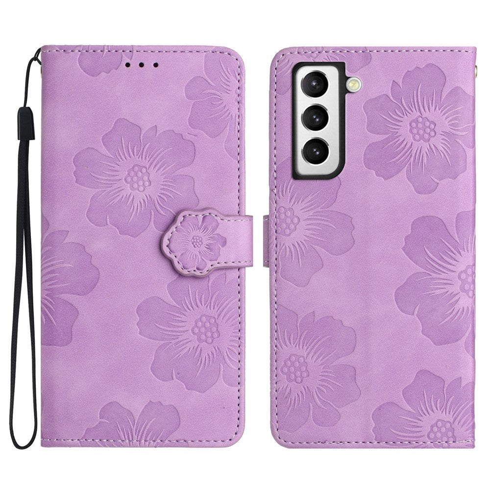 Samsung Galaxy S22+ 5G Läderfodral med Blommönster, Stativ, Plånboksskydd