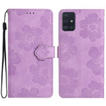 Pungcover til Samsung Galaxy A51 4G SM-A515 med blomstermønster og stativ i PU-læder
