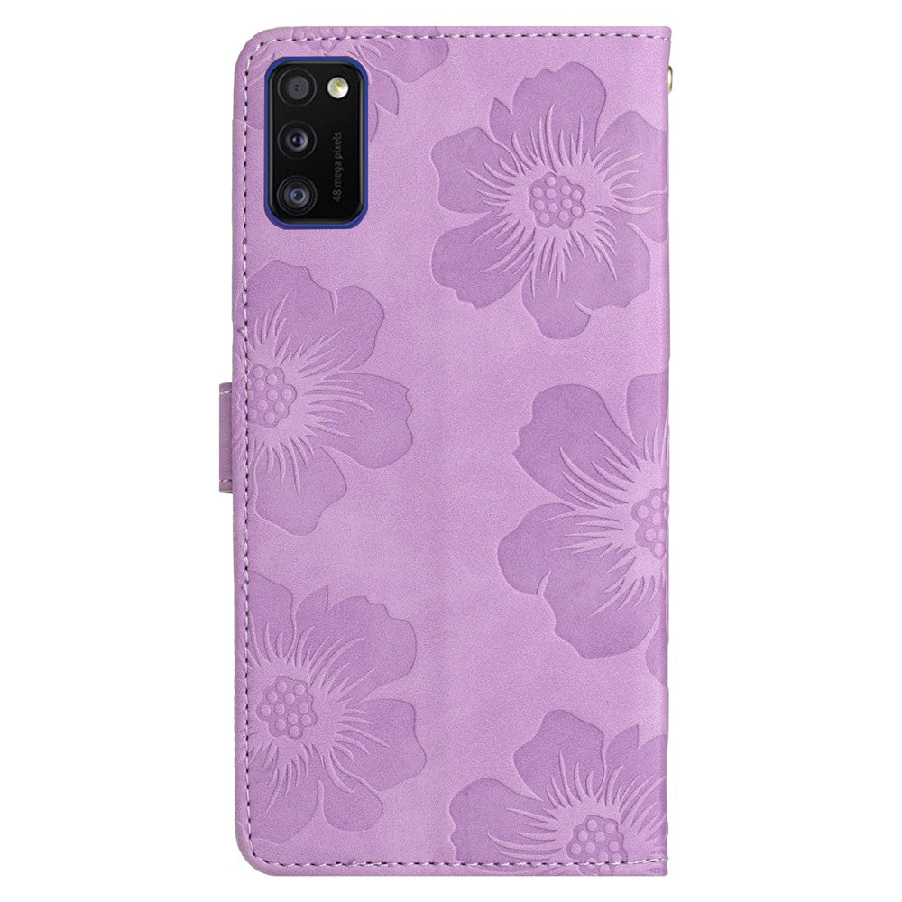 Anti-tab Cover til Samsung Galaxy A41 (Global Version) Blomsterpræget Stativ Telefonpung Læderetui